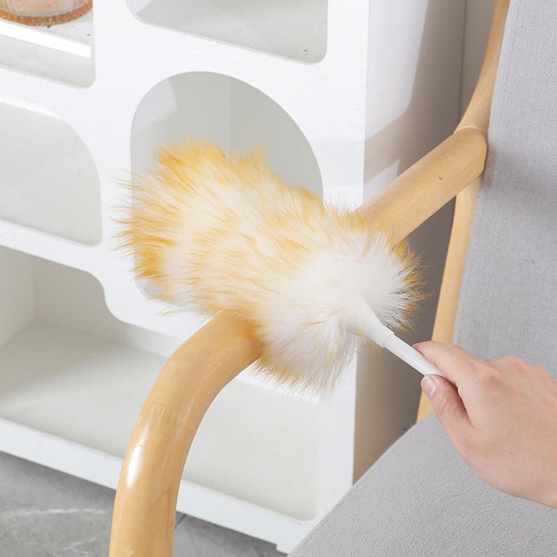 Genuine Wool Duster Lint Free Dense Soft Fur Strong Dust Removal for Household Car Sofa Book Shelf Cleaning Use