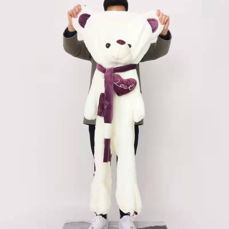 80-200cm Giant Skin Plush Toy Soft Big Animal Love Scarf Bear Empty Cushion Pillow Gifts