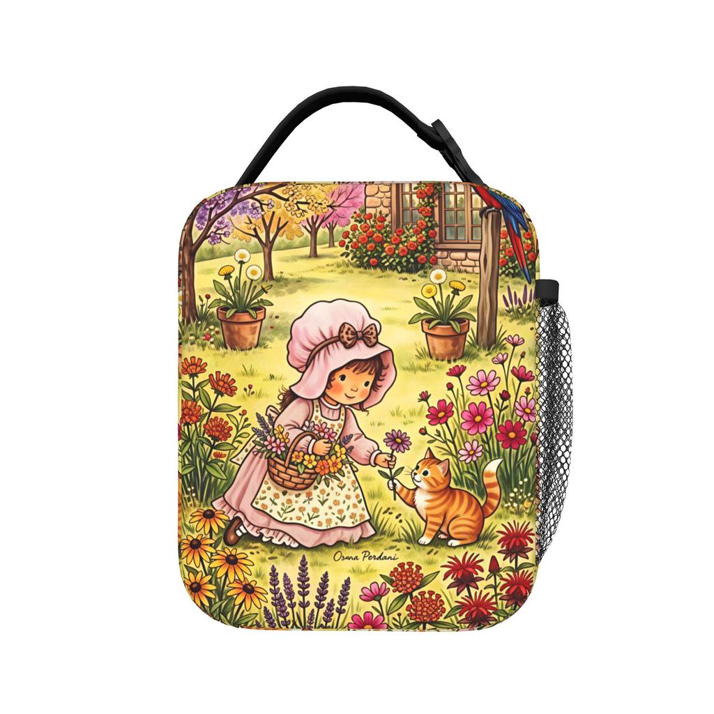 Sarah Kay Cottage Garden Lunch Bag Portable Zipper Lunch Box Women Office Custom Cooler Bag Fashion Thermal Tote Handbags