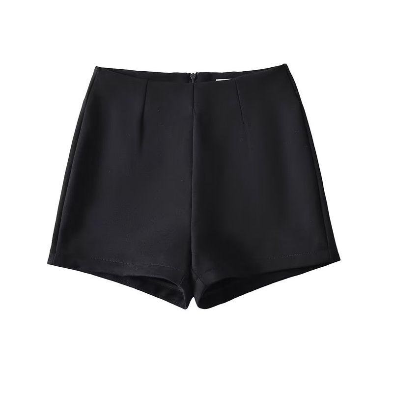 

Summer New Women s High Waist Slim Solid Color Shorts Black S