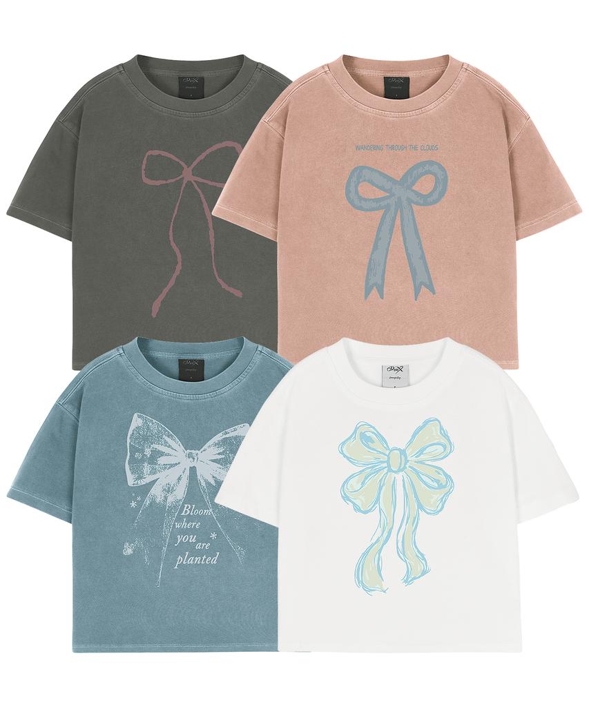 WILDROCK Hollysheesh Ribbon Graphic Pigment Crop Short Sleeve T-Shirt_6 Col (A Type)