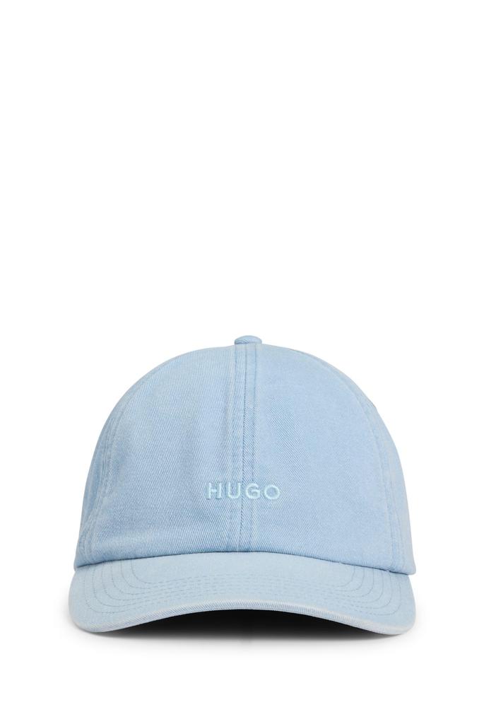 [HUGO] Cotton Twill 6 Panel Cap with Logo Embroidery, Men's, One Size, Light Blue