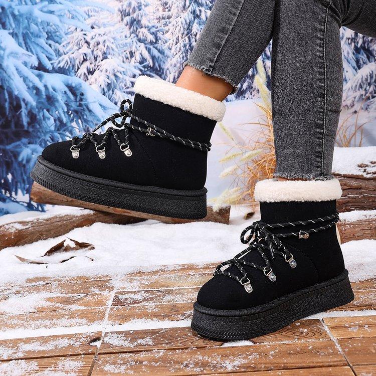 Fashion Comfortable and Warm Ankle Flat Snow Boots Slip-on Round Toe Mid Heel 2025 High Quality Ladies Shoes Concise Women's Boots