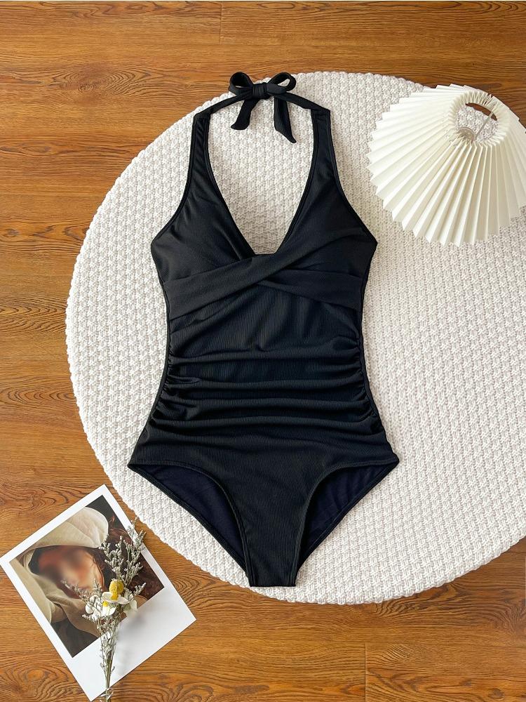 

Small Ribbed Slim Fit One Piece Bikini Sexy Swimsuit Women Fashion Beach Vacation Elegant Wear S