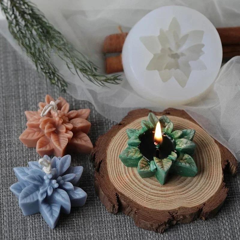 Creative Christmas Flower Silicone Mold Christmas Chocolate Candy Molds Kitchen Cake Baking Decor Tool Household Candle Mould
