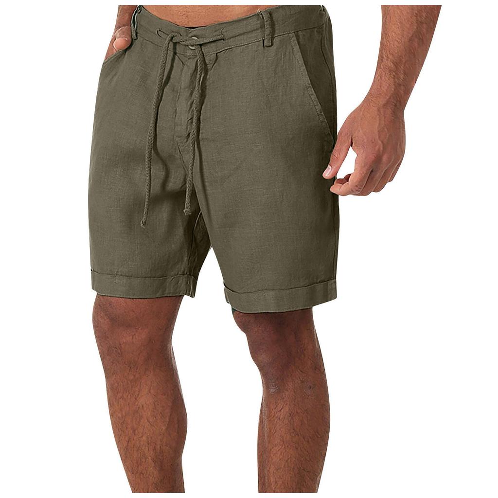 Men's Sports Cotton Linen Casual Loose Shorts Casual Pajamas Pocket Jogging Shorts Pants