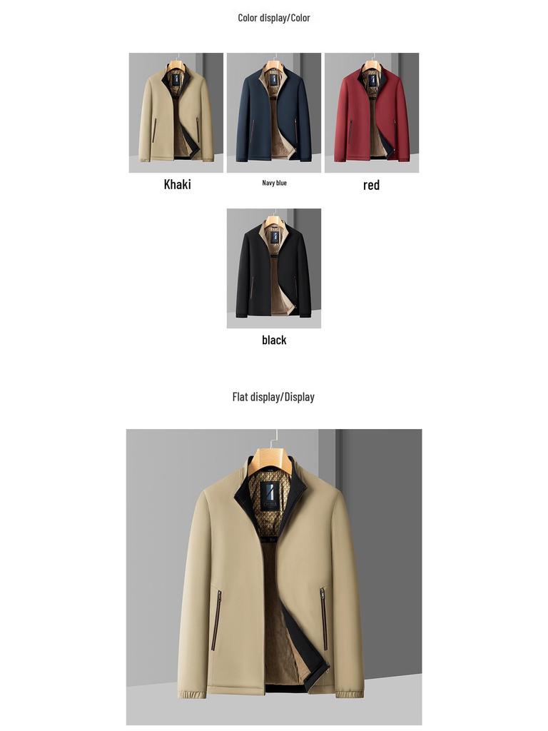 Hengyuanxiang Herren Stehkragen Jacke: Mittleres Alter & Ältere, Mit Samt, Warm, Lässige Herbst/Winter Oberbekleidung