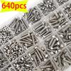 640pcs Stainless Steel Hex Bolt, Nut, and Washer Set, M3-M4-M5-M6 Full Thread, Grade 8.8/10.9, SUS, A2/A4 Marine Grade.