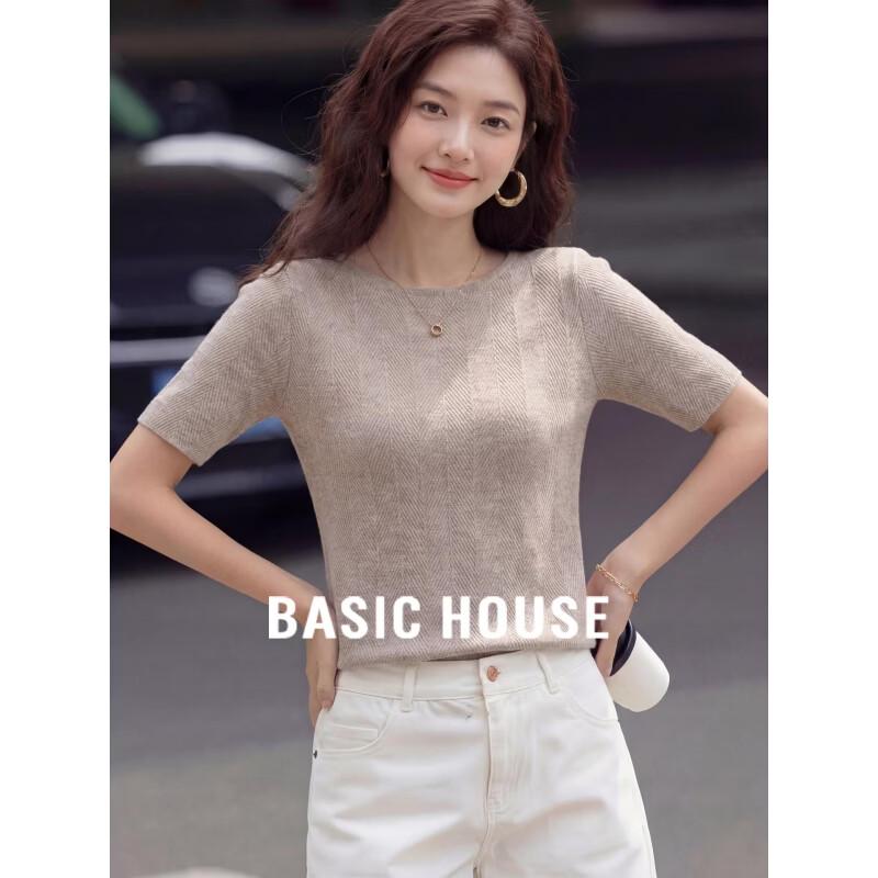 Basic House Women s Off-Shoulder Mid-Sleeve Knit Top M