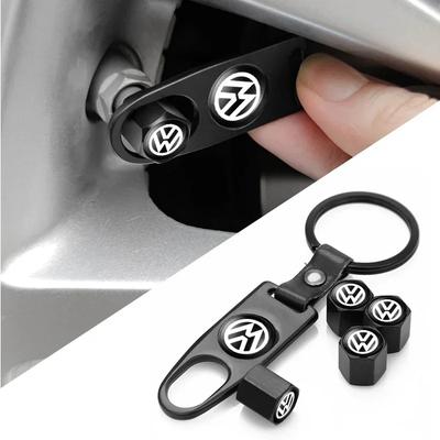 Car Keychain Keyring Tire Valve Cap Car Styling Accessories For Volkswagen Golf-5 6 7 Bora Jetta POLO MK4 MK6 Bora Passat B5 B6