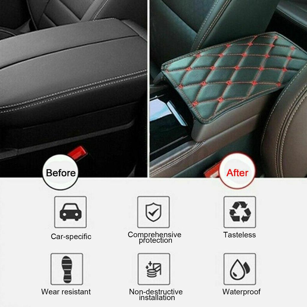 Armrest Box Mat Waterproof Dustproof PU Lther Mat Storage Box Cover Pad for Car Use