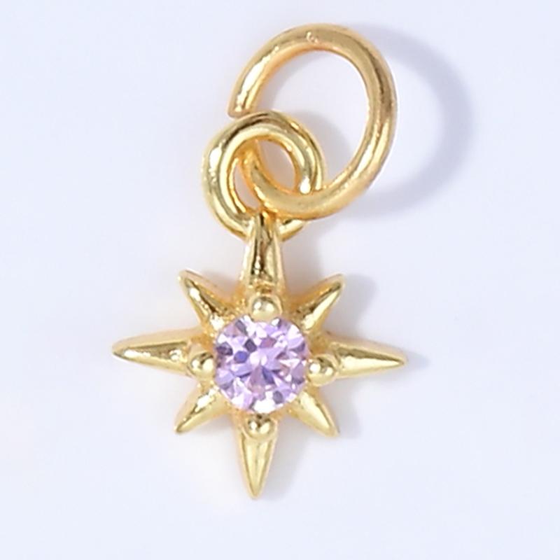 S925 Silver Miniature Zircon Eight-star Shaped Charms Diy Jewelry Making Accessories Earring Necklace Parts Shiny Fitt