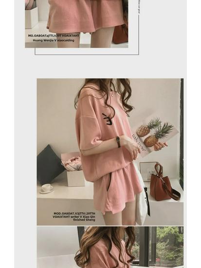 Damen Sommer 2025 Modisches Lockeres Kurzarm-Shorts Zweiteiliges Set für Freizeit, Laufen und Studentenbekleidung