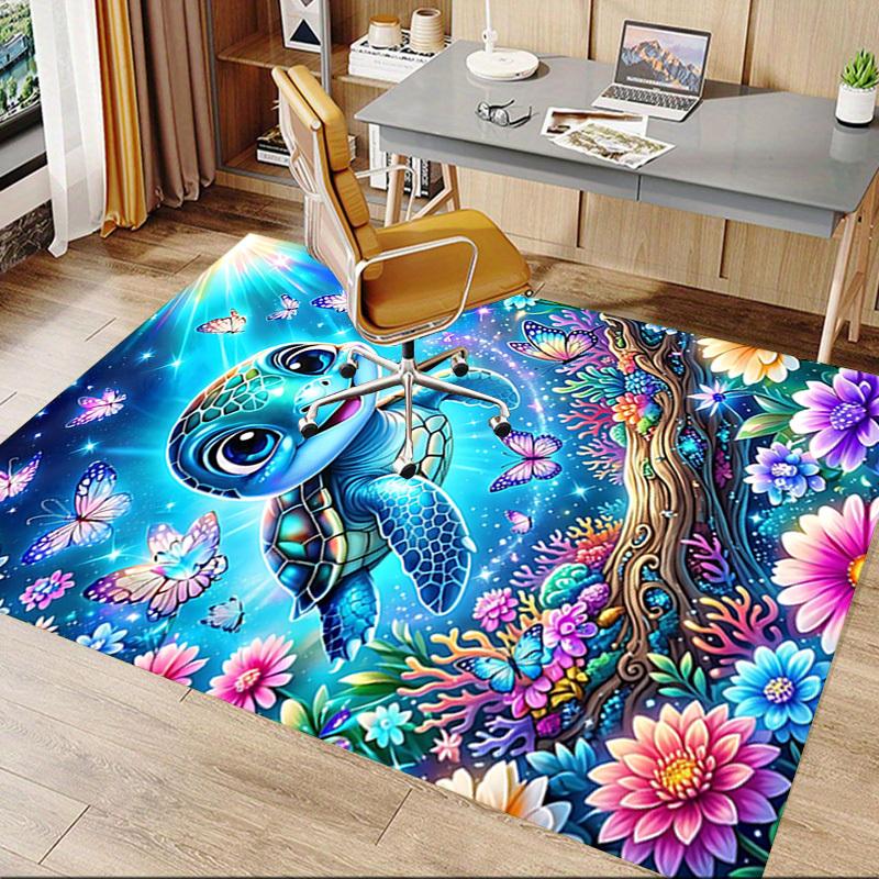 1PC turtle flowers Extra Large Non-Slip Floor carpet, Office, family, bedroom, Studio - Large Area Rug,Longlasting Material-K0390