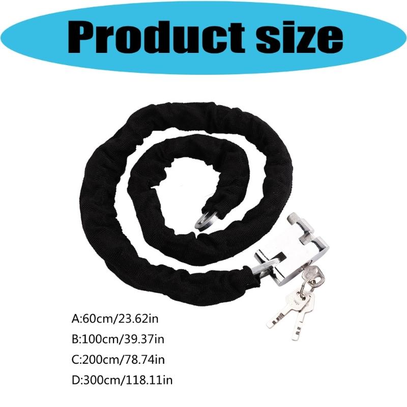 Motorcycle Chain Lock with Protective Sheath & 3 Keys, Security Padlock for Scooter, E Bike, and Bicycles Parking