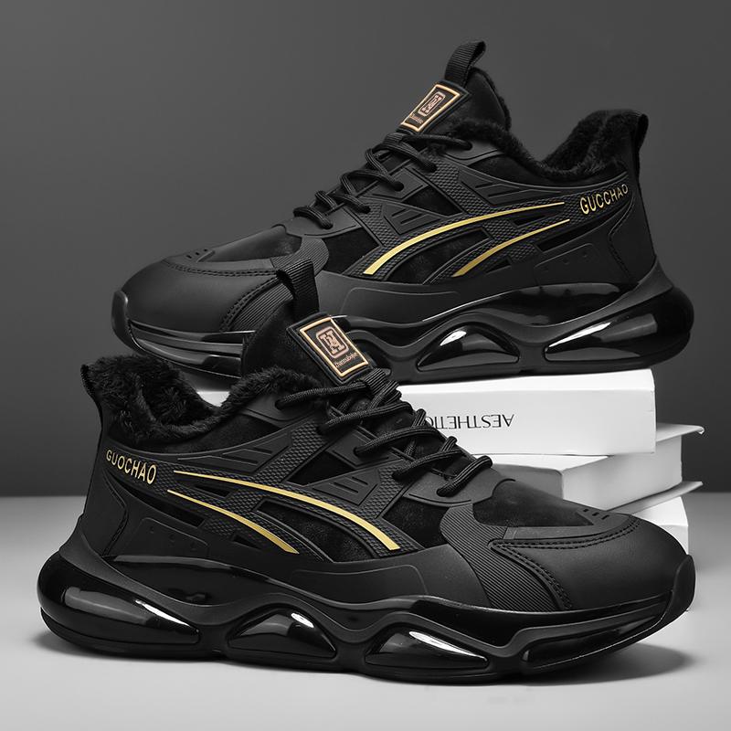 

Мужская черная повседневная обувь для активного отдыха, теплая плюшевая подкладка, кроссовки для бега, спортивная обувь для мужчин, удобные, дышащие, модные кроссовки 41 чёрный