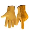 Leather Work Gloves, with Elastic Wrist, Protective Gloves for Gardening, Farm, Warehouse, Construction, Motorcycle, S, M, L, XL