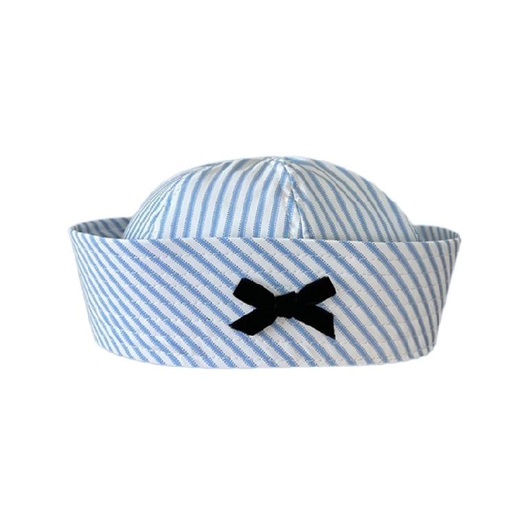 

Bowknot Domed Sailor Hat Roleplay Dress Up Hat JK Uniform Hat Fashion Striped Bowknot Hat синій