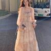 French Printed Chiffon Dress for Women's Spring and Autumn New Gentle Temperament, Thin and Beautiful, Popular Fairy Dress