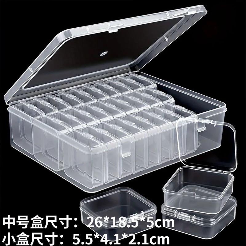 Large Capacity Transparent Plastic Storage Box with 30/50 Compartments Small Packaging Box Dust-proof Jewelry Box Home Storage