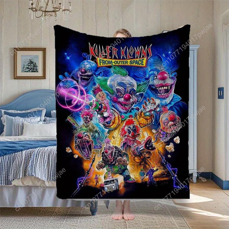 Killer Klowns from Outer Space Themed Flannel Fleece Throw Blanket - Vibrant Digital Print Soft & Cozy for Couch Custom blankets 75cmx90cm