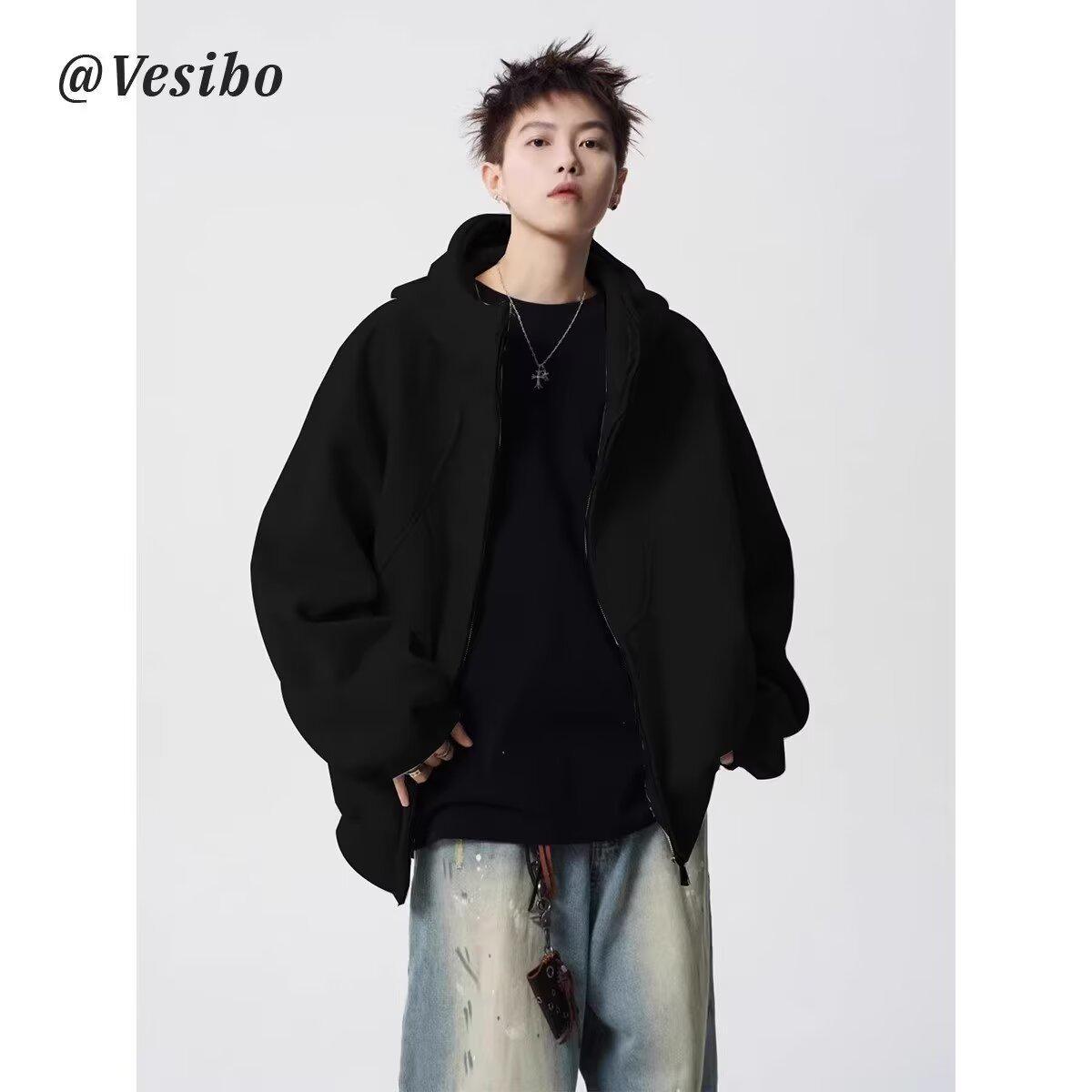 

Мужская американская куртка с капюшоном деконструктивного кроя из плотного материала - Модный зимний свитшот в стиле пэчворк для пар M чёрный