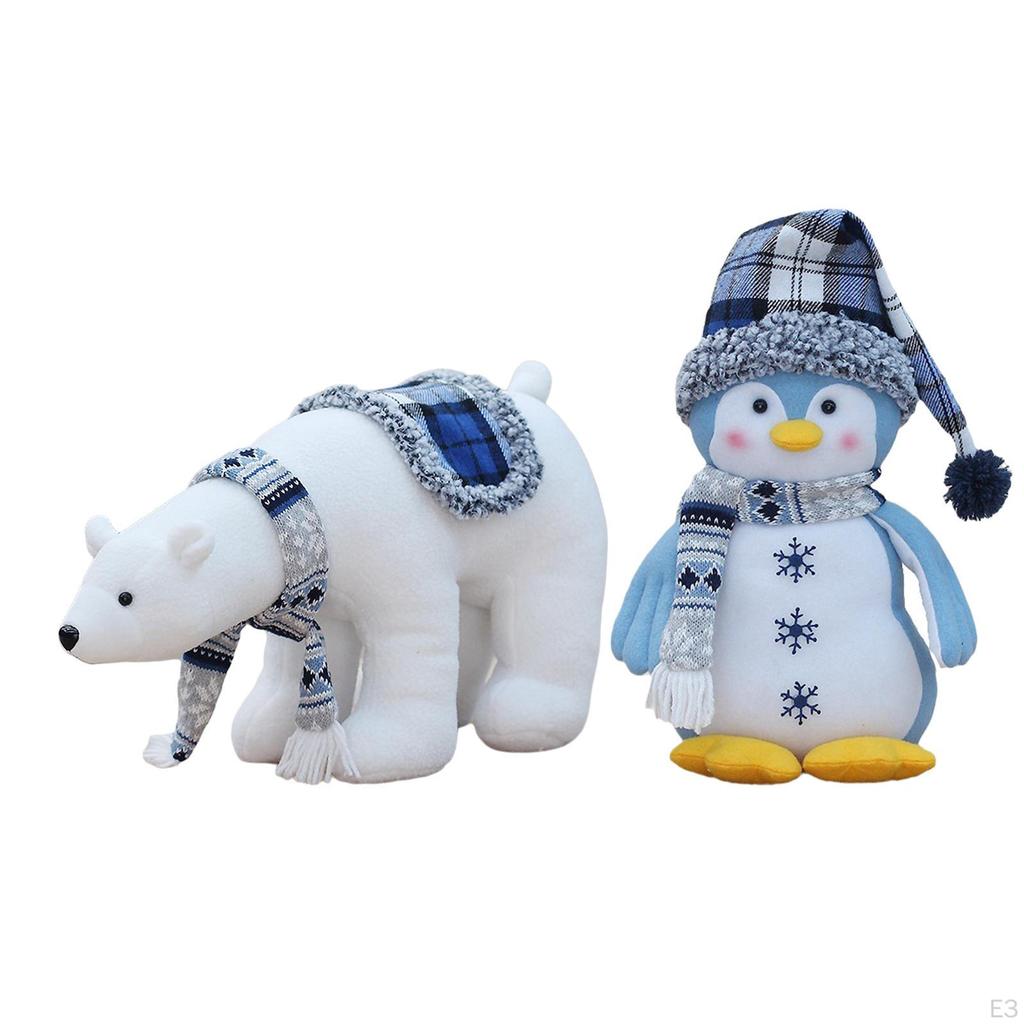 Christmas Doll Decoration Animal Figurine Crafts Desktop Ornament for Fireplace Bedroom Window