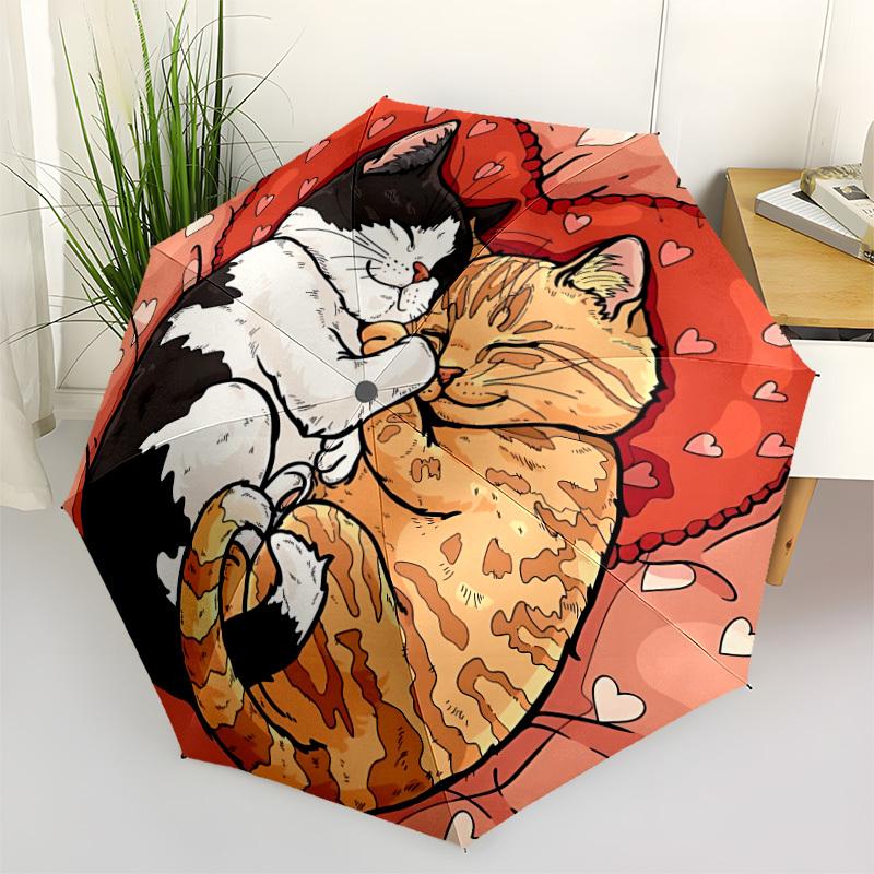 

1pc Catnap Cozy Cats Automatic Folding Umbrella - Portable Collapsible Design, 8-Rib Iron Frame, Durable Fabric yy251125102