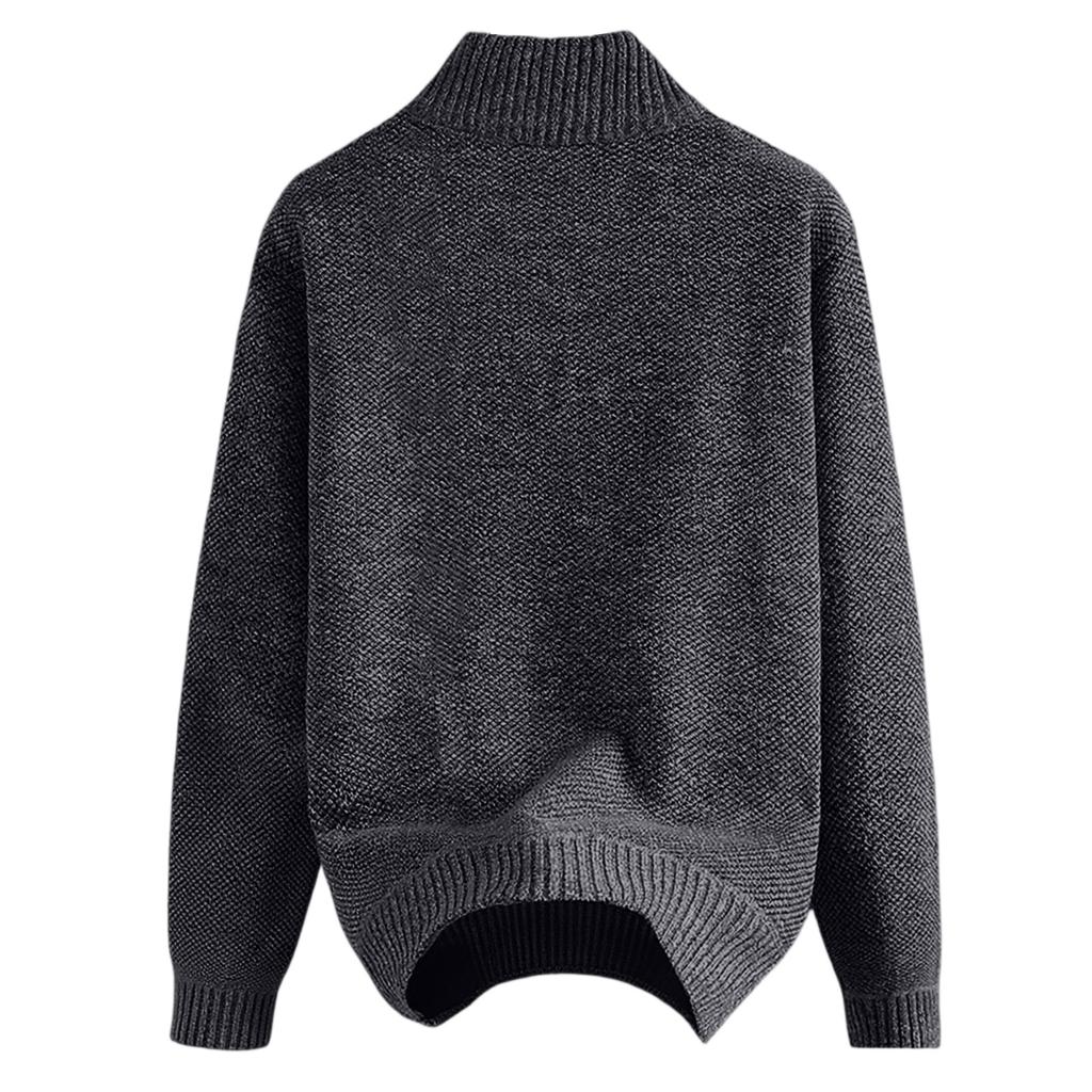 Men's Fashion Knitting Pullover Long Sleeves Loose Flip Collar Sweater