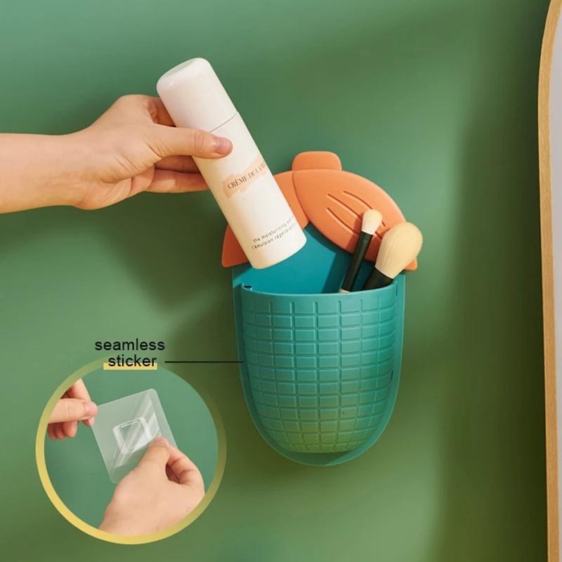 Toilet Punch-free Organizer Corn Storage Rack Bathroom Washstand Toothbrush Tube Toothpaste Storage Box Mask Storage Shelf