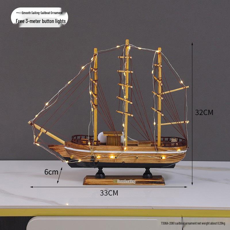 Handmade Minimalist Wooden Sailboat Ornament - Valentine's Gift for Her