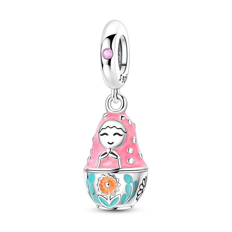 Original 925 Sterling Silver Charms Bead Openable Russian Nesting Doll Pendant Fit Original Bracelet For Women DIY Jewelry Gift