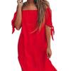 Irregular Cover-Up Dress Boat Neck Side Split Mid-calf Length Swimwear Dress for Beach