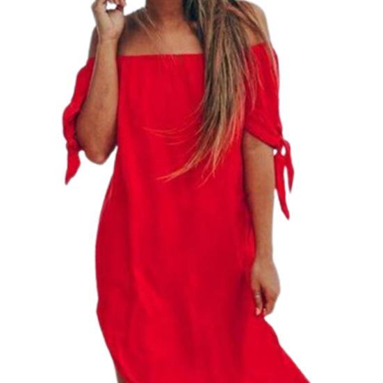 Irregular Cover-Up Dress Boat Neck Side Split Mid-calf Length Swimwear Dress for Beach