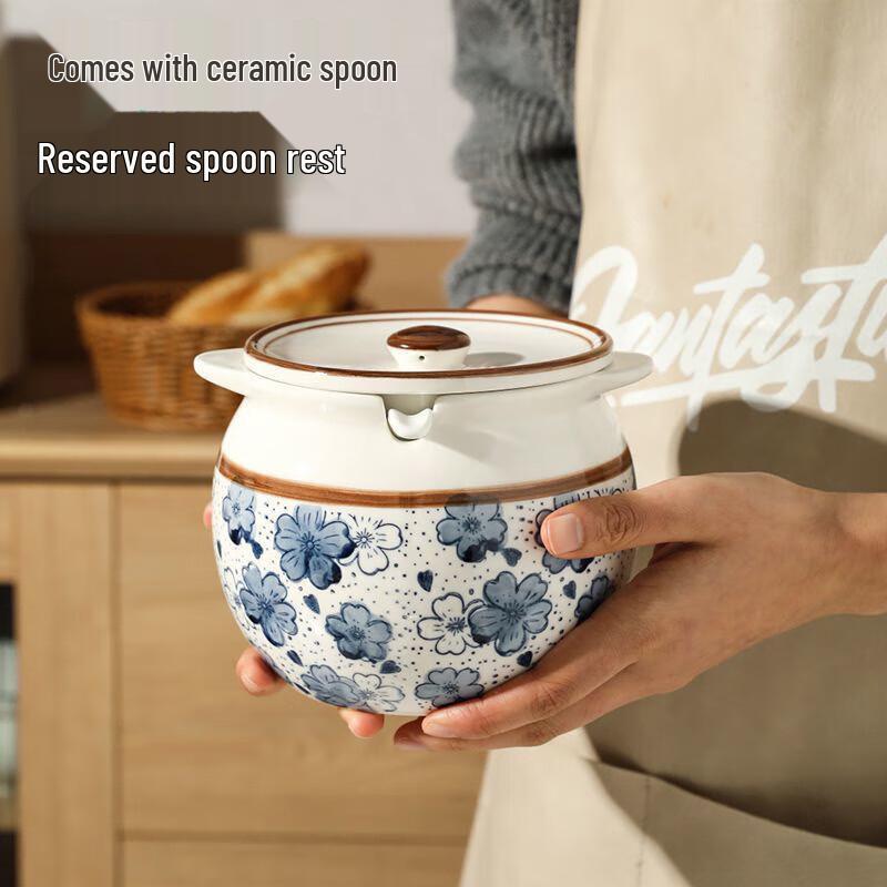 Van Gogh High-Temp Enamel Lard Storage Jar with Lid, 1400ml