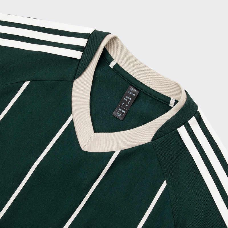 Adidas Tiro Stripe Heavy Jersey Tee Loose-Fit Printed Short-Sleeve Polo Men Tops Night-Sky-Green JC5744