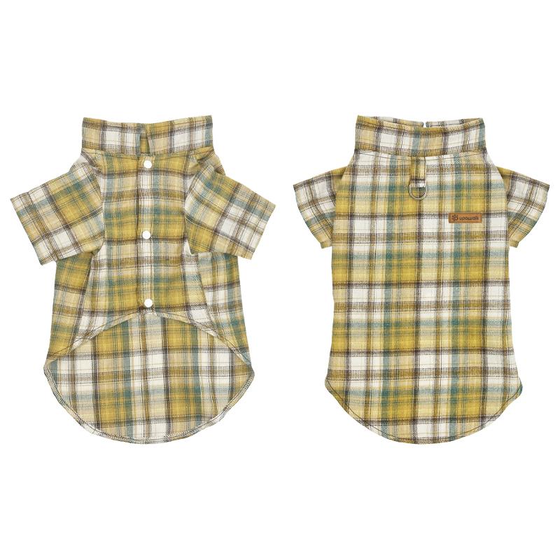 

Classic Plaid Puppy Dog T Shirt with Buckle Fashion Pet Clothes for Small Medium Dogs Pomeranian Shihba Inu Cat mascotas Tshirts S-advise 1-2kg жовтий