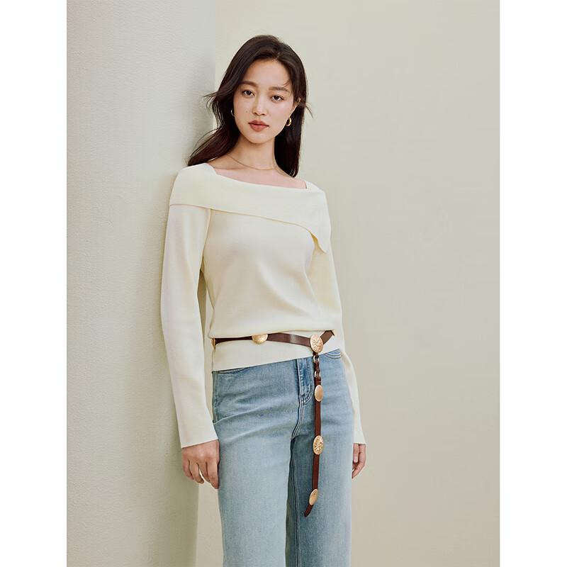 Inman Gentle Style Off-Shoulder Long-Sleeve Knit Sweater