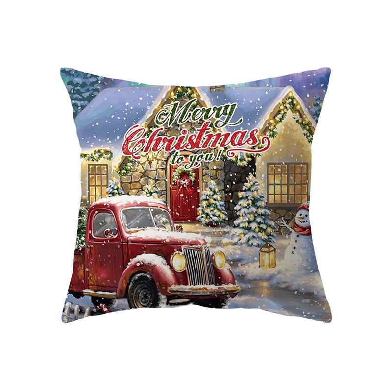 Merry Christmas Cute Santa Claus Snowman Print Pattern Cushion Cover Home Living Room Sofa Decoration Pillow Pillow Cover