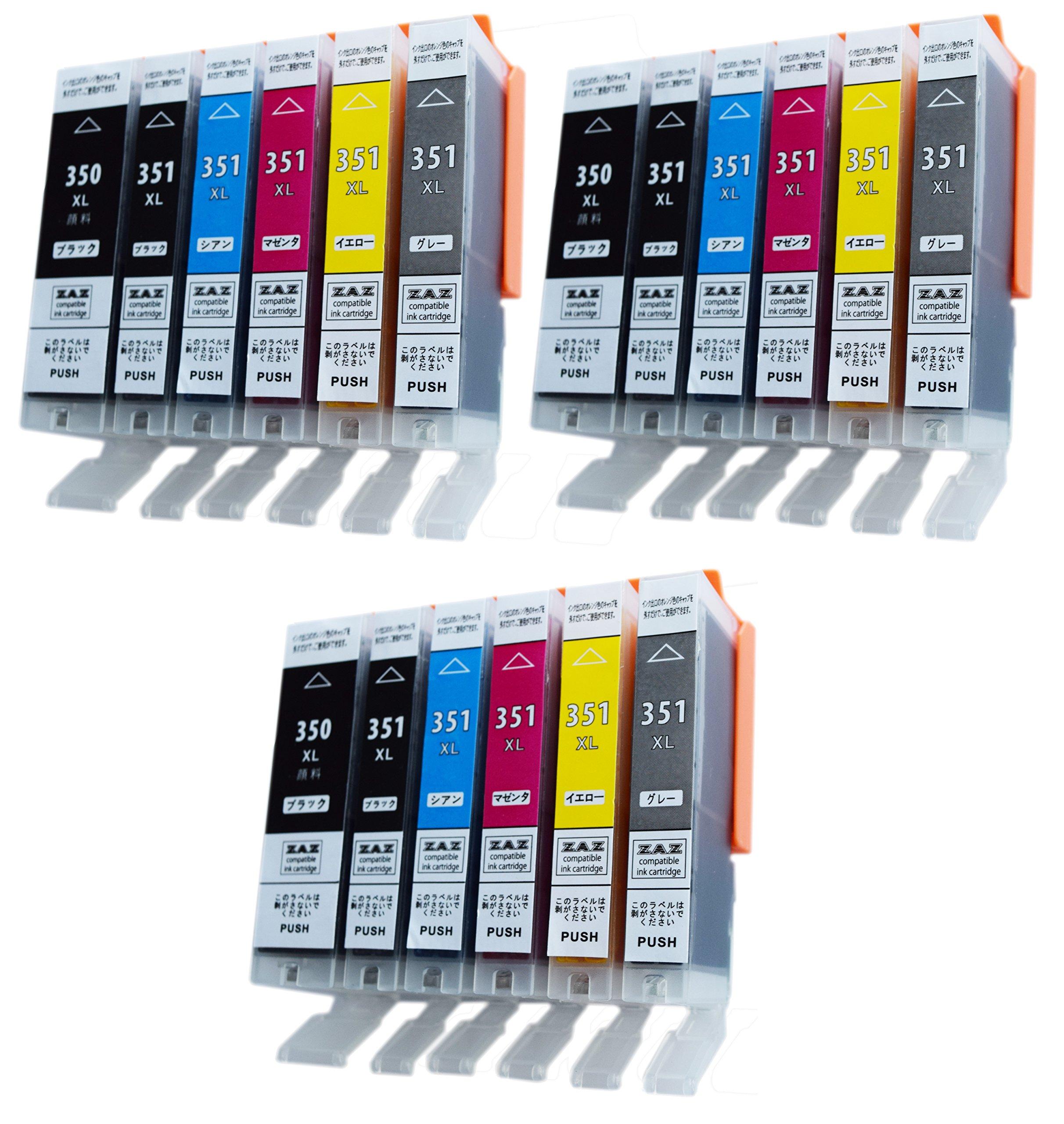 

ZAZ Compatible Ink Cartridges of for and iX6830 Includes IC Chip and Remaining Ink Level Display BCI-351XL + 350XL/6MP (Set 3) 350, 351, MG7530F,