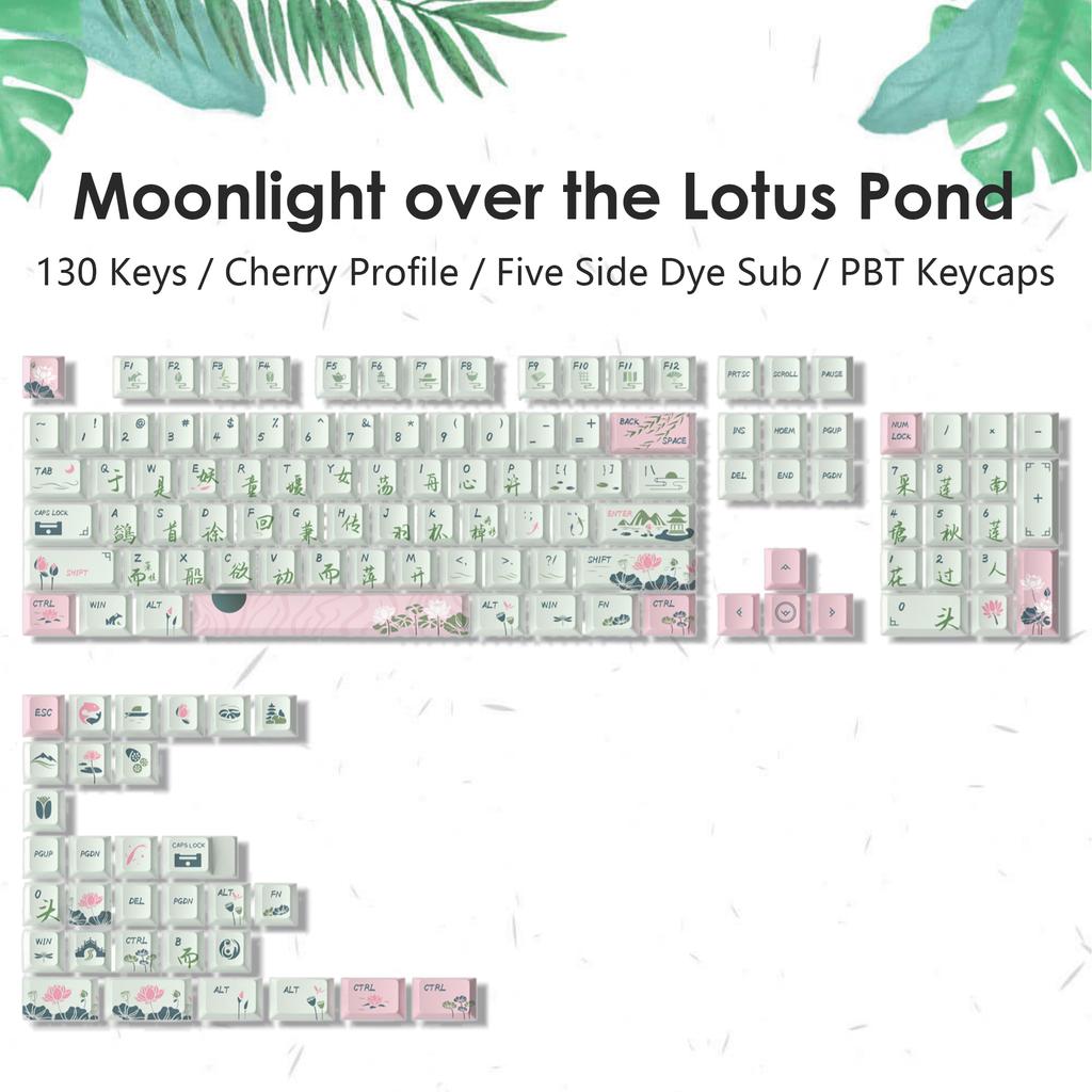 130 Keys Angel Lie Themed Five Sides Dye Sublimation PBT Keycaps Cherry Profile Cute Key Cap for MX Switches Mechanical Keyboard