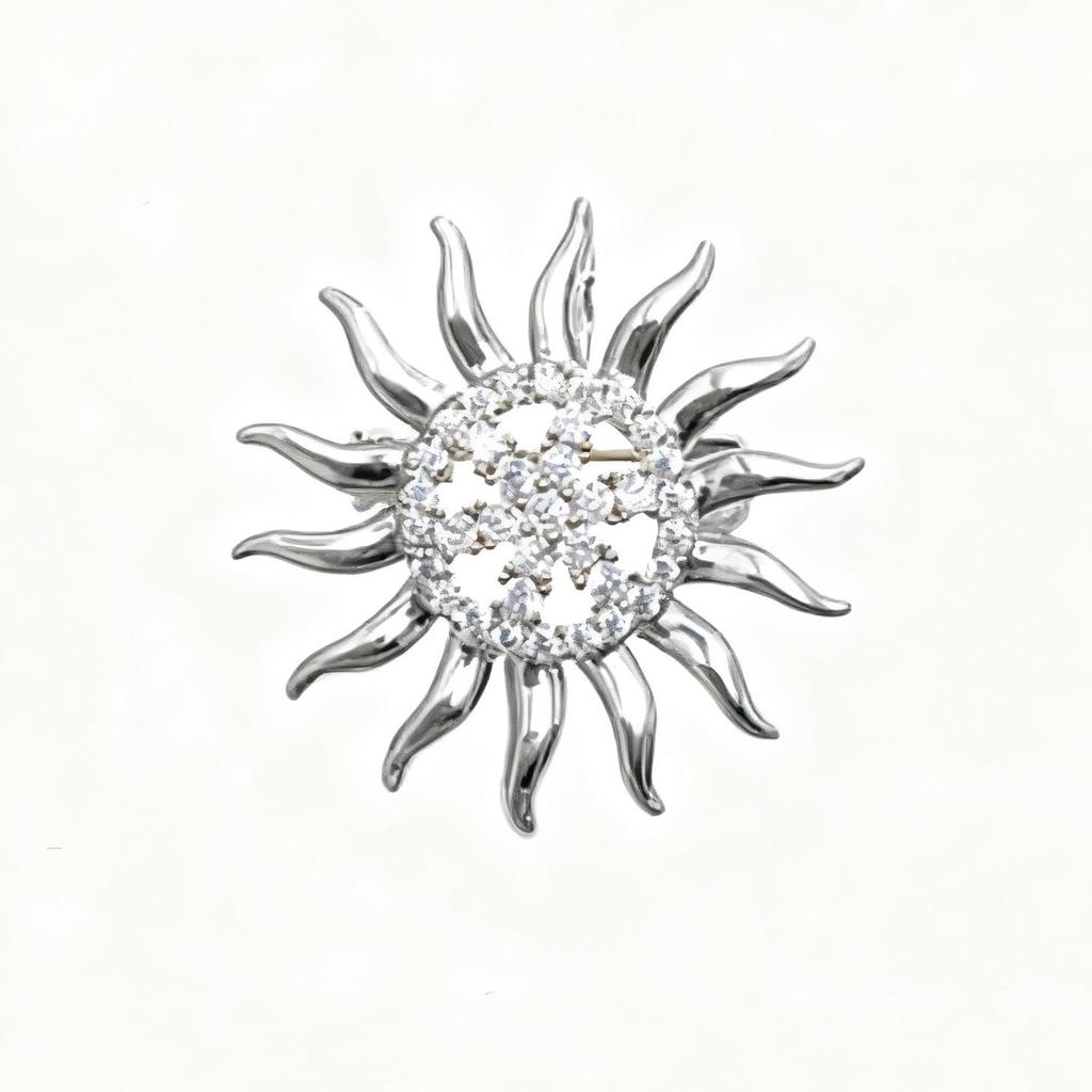 Luxury Sunflower Zircon Brooch: Classic, High-Grade Lapel Pin for Men.