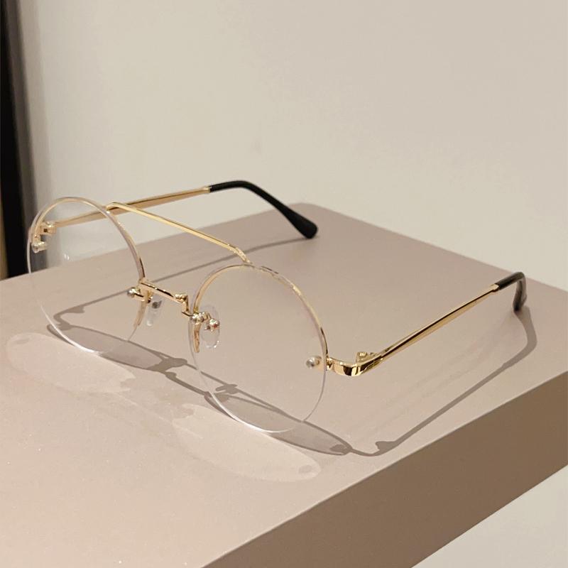 Vintage Round Sunglasses Men New Fashion Rimless Double Bridge Shades Women Retro Trendy Brand Design Sun Glasses