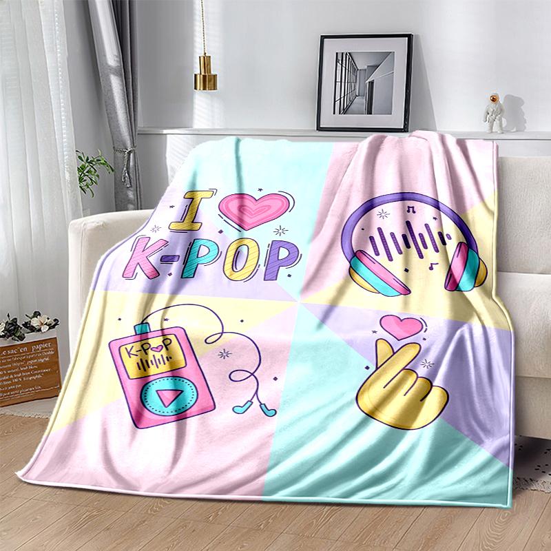 KPOP Flannel Blanket Soft Warm All-Season Throw, Design for Camping, Car Travel, Hiking Sofa, Bed, Office Perfect Gift for Parties