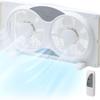 Window Fan for Bedroom, 9 Inch 3 Speed Dual Fans with Auto-Locking Expanders, 3 Modes (Cool, Circulate, Exhaust), Remote Control, Fabric Cover Plus