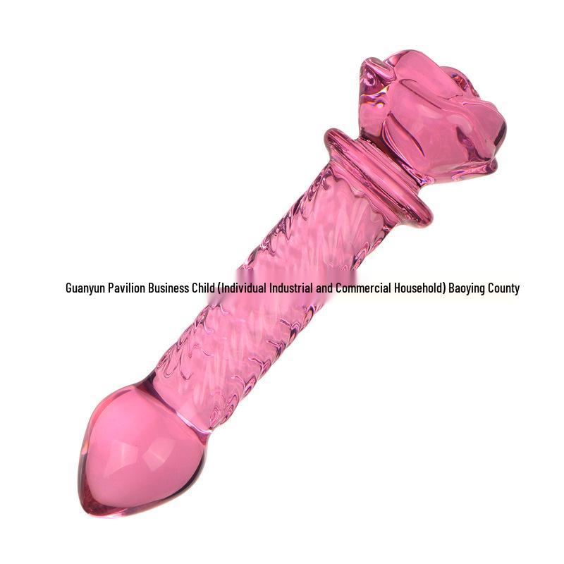 Heart-shaped Rose Pink Glass Dildo for Men & Women - Ice Fire Masturbation Device & Anal Plug