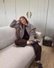 European & American Women's Fashion Casual Pleated Zipper Wool Jacket
