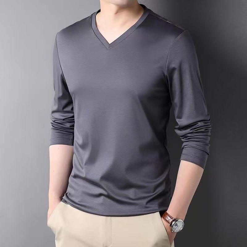 Spring Summer Period Long Sleeve Cultivate Ones Morality Men's T-shirt O-neck Solid Polyester T Shirt Men Red Blue Black