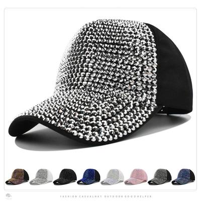 Korean Style Rhinestone Baseball Cap for Women - Trendy Spring/Autumn Outdoor Sun Hat