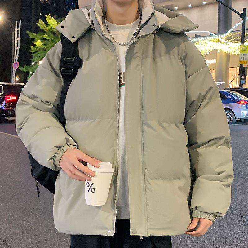

Hoodie Men s Winter Thick Cotton Parkas Korean Version Trendy Jacket Loose Fit Brand Couple s Outdoor Multi-color Bread Jacket XXXL зелёный